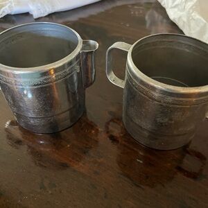 Vintage aluminum small pitcher and cup Historical kitchenware